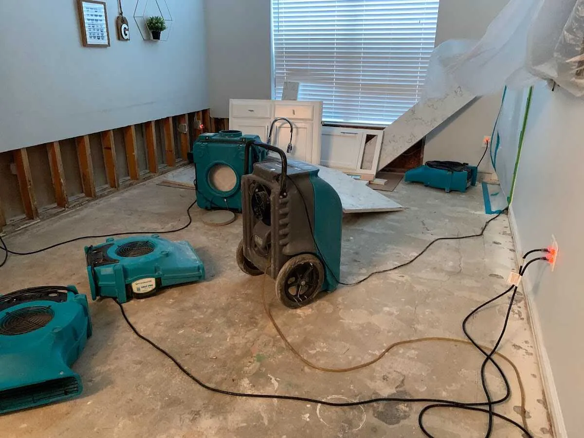 Dehumidifier in flood-cut room for Water Damage Restoration in Bridgeton